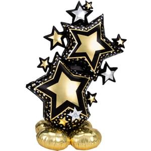 STAR CLUSTER BLACK & GOLD AIRLOONZ LARGE