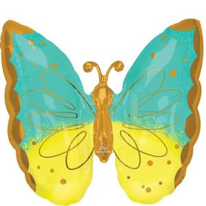 25" MINT & YELLOW BUTTERFLY SUPER SHAPE