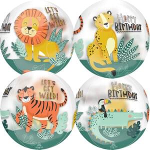 15" GET WILD BIRTHDAY CLEAR ORBZ