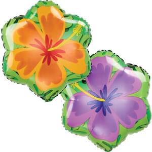 18" SUMMER ORANGE & PURPLE HIBISCUS SHAPE