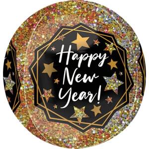 15" HAPPY NEW YEAR GOLD SPARKLE ORBZ