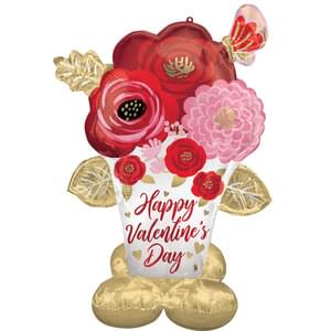 HAPPY VALENTINE'S DAY SATIN PAINTED FLOWERS AIRLOONZ LARGE
