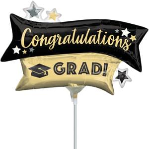 CONGRATULATIONS GRAD GOLD & BLACK MINI SHAPE
