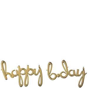 HAPPY BDAY WHITE GOLD SCRIPT PHRASE  