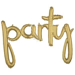 SCRIPT PHRASE "PARTY" WHITE GOLD PHRASE