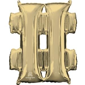 34" SYMBOL # HASH TAG SIGN WHITE GOLD 