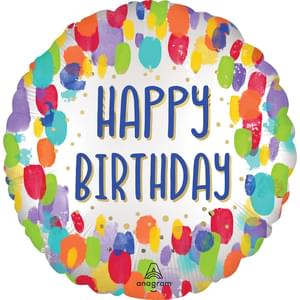 18" PAINTERLY DOTS BIRTHDAY SATIN