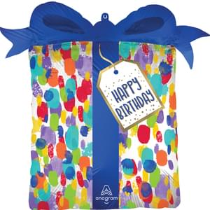 SATIN PAINTERLY DOTS BIRTHDAY SUPER SHAPE