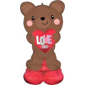 SATIN BROWN LOVE BEAR AIRLOONZ LARGE