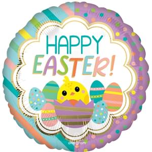 18" HAPPY EASTER STRIPES & DOTS HX