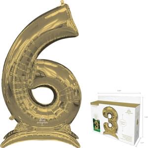 50"  STAND-UP NUMBERZ 6 WHITE GOLD 