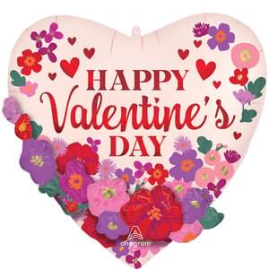 HAPPY VALENTINE'S DAY SATIN BRIGHT CHINTZ FLORAL GARLAND MULTI-BALLOON