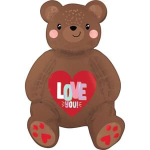 SATIN LOVE BEAR SITTER CONSUMER INFLATED MULTI-BALLOON