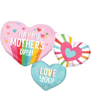 HAPPY MOTHER'S DAY BRIGHT STRIPES HEARTS SUPER SHAPE