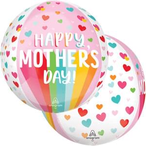 15" HAPPY MOTHER'S DAY BRIGHT STRIPES & HEARTS ORBZ