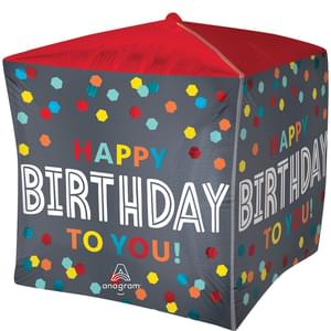 SATIN CONFETTI BURST BIRTHDAY ULTRA SHAPE CUBEZ