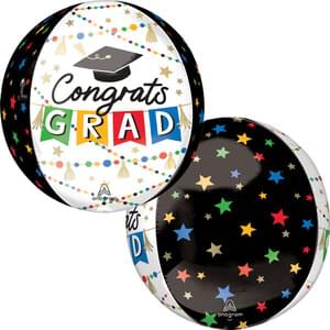 15" GRAD PARTY POM-POM & STARS ORBZ