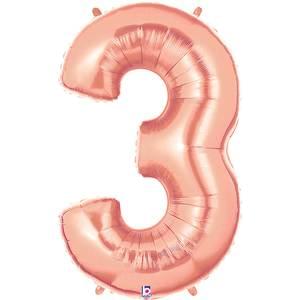 34" NUMBER 3 ROSE GOLD MEGALOON