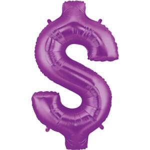 34" SYMBOL $ DOLLAR SIGN PURPLE MEGALOON POLYBAG