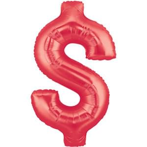 34" SYMBOL $ DOLLAR SIGN RED MEGALOON PKG