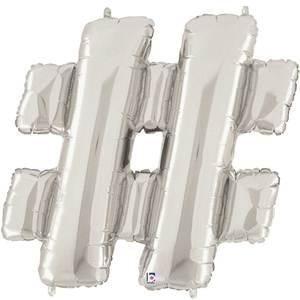 34" SYMBOL # HASHTAG SIGN SILVER MEGALOON
