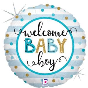 18" BABY BOY STRIPES HOLOGRAPHIC