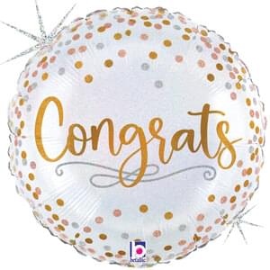 18" CONGRATS CONFETTI GLITTER HOLOGRAPHIC