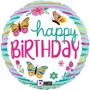 18" BIRTHDAY COLORFUL BUTTERFLIES MAX FLOAT