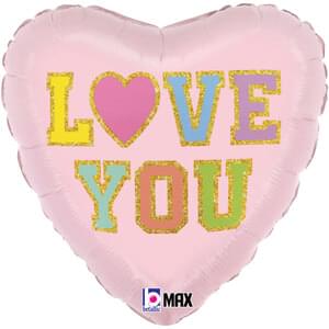 18" LOVE PATCH HEART MAX FLOAT HEART