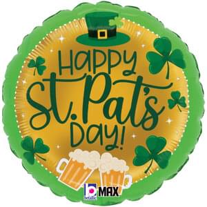18" ST. PAT'S BEER AND SHAMROCKS MAX FLOAT ROUND BALLOON