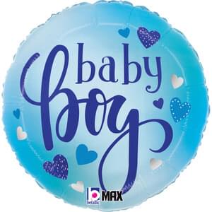 18" BABY BOY BLUE HEARTS MAX FLOAT