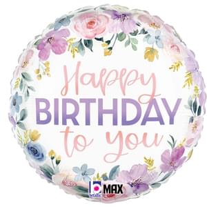 18"  FLORAL WATERCOLOR BIRTHDAY