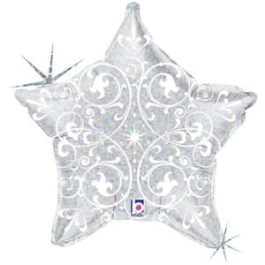 21" FILIGREE SILVER HOLOGRAPHIC STAR 