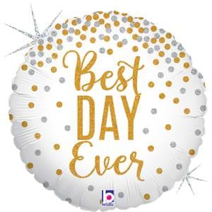 18" GLITTERING BEST DAY EVER GLITTER HOLOGRAPHIC
