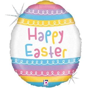 18" PASTEL STRIPES EASTER EGG HOLOGRAPHIC