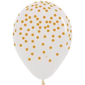 11" GOLD CONFETTI ON CLEAR