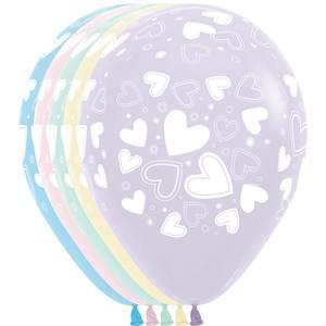 11" ASSORTED HEARTS PASTEL MATTE ALL OVER