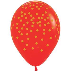 11" GOLD CONFETTI RED AROUND 