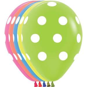 11" NEON LATEX POLKA DOTS AROUND