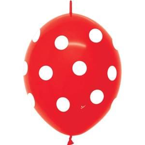 12" POLKA DOTS RED LINK-O-LOON
