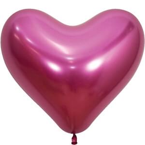14" REFLEX FUCHSIA HEART  - 50 CT