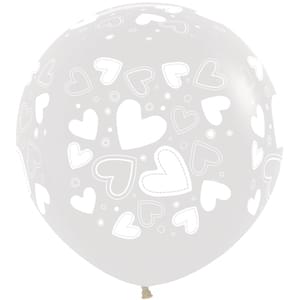 24" ASSORTED HEARTS CRYSTAL CLEAR ALL OVER