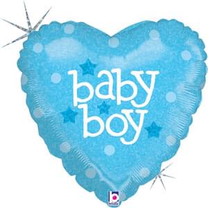 18" BABY BOY HEART HOLOGRAPHIC
