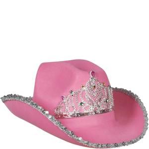 COWBOY HAT WITH SEQUINS & TIARA PINK