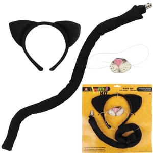 ANIMAL KIT BLACK CAT (EARS, TAIL, NOSE)