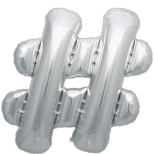34" SYMBOL # HASHTAG SIGN SILVER