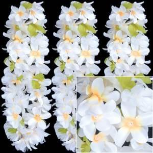 WHITE/ORANGE PLUMERIA LEI 3 PACK