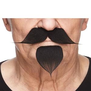 FAKE MUSTACHE & GOATEE COLONEL HANDLEBAR BLACK