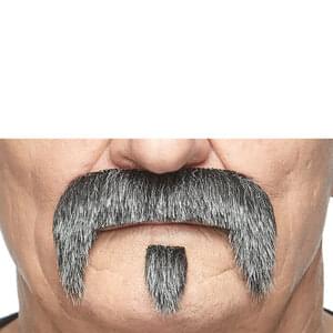 GRANDPA'S FAKE MUSTACHE & BEARD SALT & PEPPER