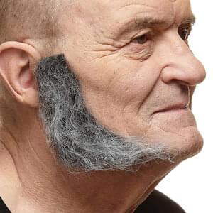 L SHAPED SIDEBURNS FAKE MUTTON CHOPS REALISTIC SALT & PEPPER